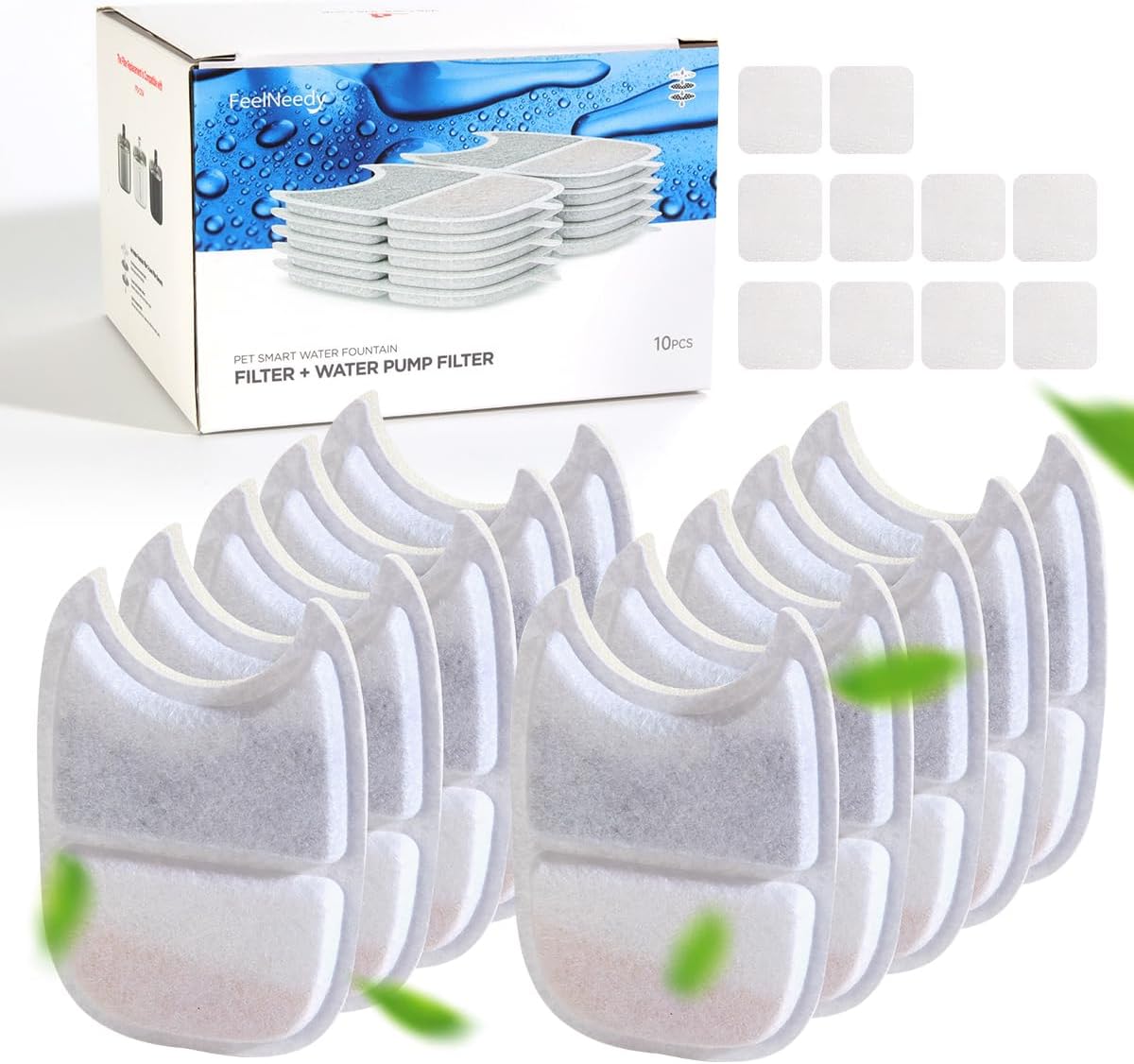 FEELNEEDY Wireless Cat Water Fountain Stainless Steel with Sensor - 10 Filters + 10 Sponges