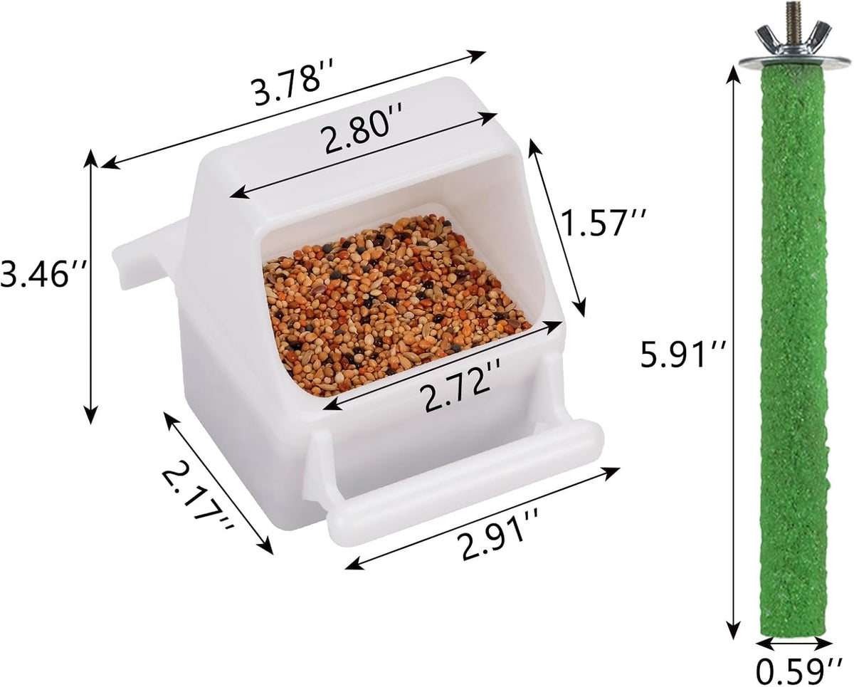 IBWell 2 Pack Clear Water Bowl and Food Container - white - image 2