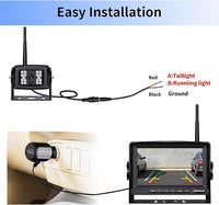 Digital Wireless Backup Camera System Kit, IP69 Waterproof Wireless Rear View Camera + 7’’ LCD Wireless Reverse Monitor for RV/Truck/Trailer/Bus/Camper/5th Wheel (W01-7 inch)