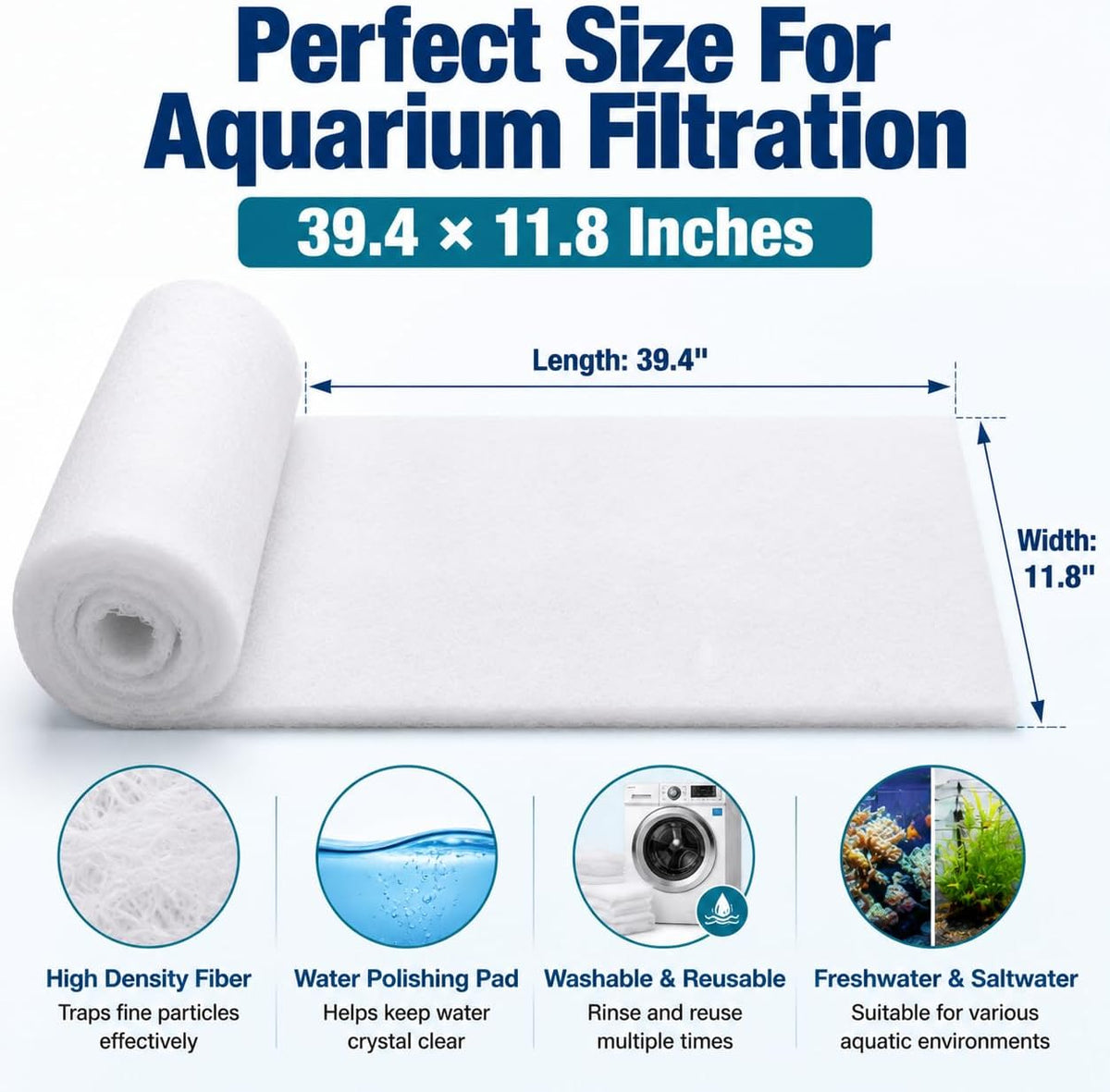 MAQIHAN Aquarium Filter Media Pad, White Filter Floss - 1 - image 2
