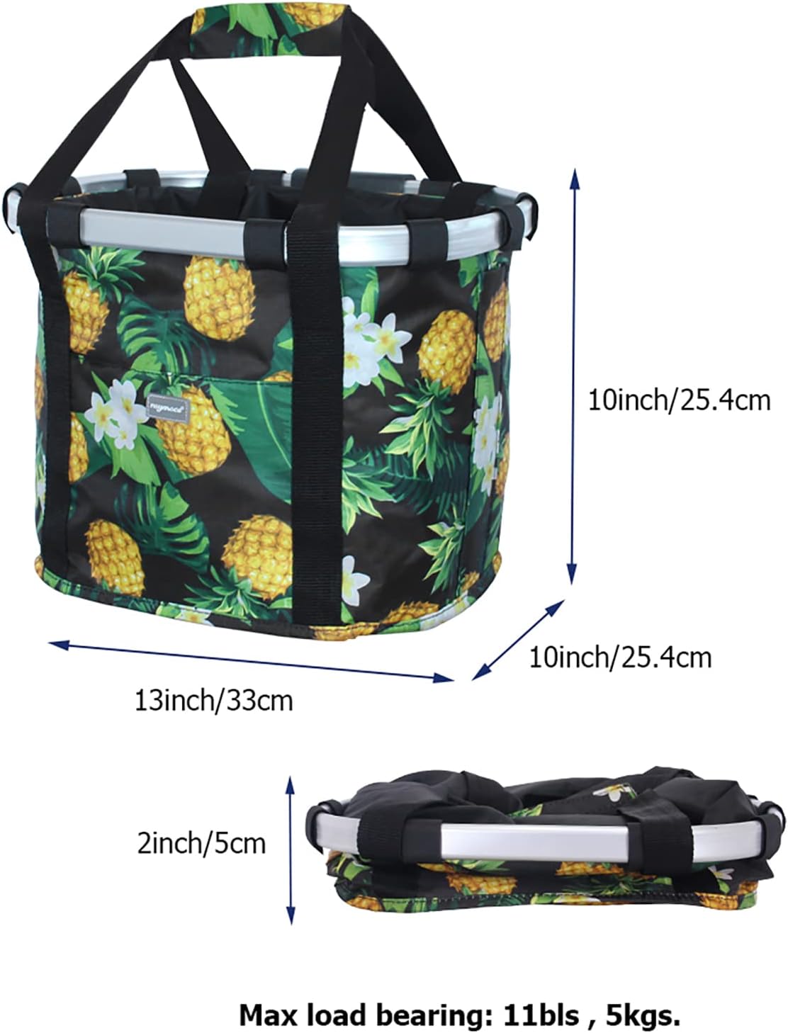 Bicycle Basket Dog Bike Handlebar Basket Front - Ananas - image 3