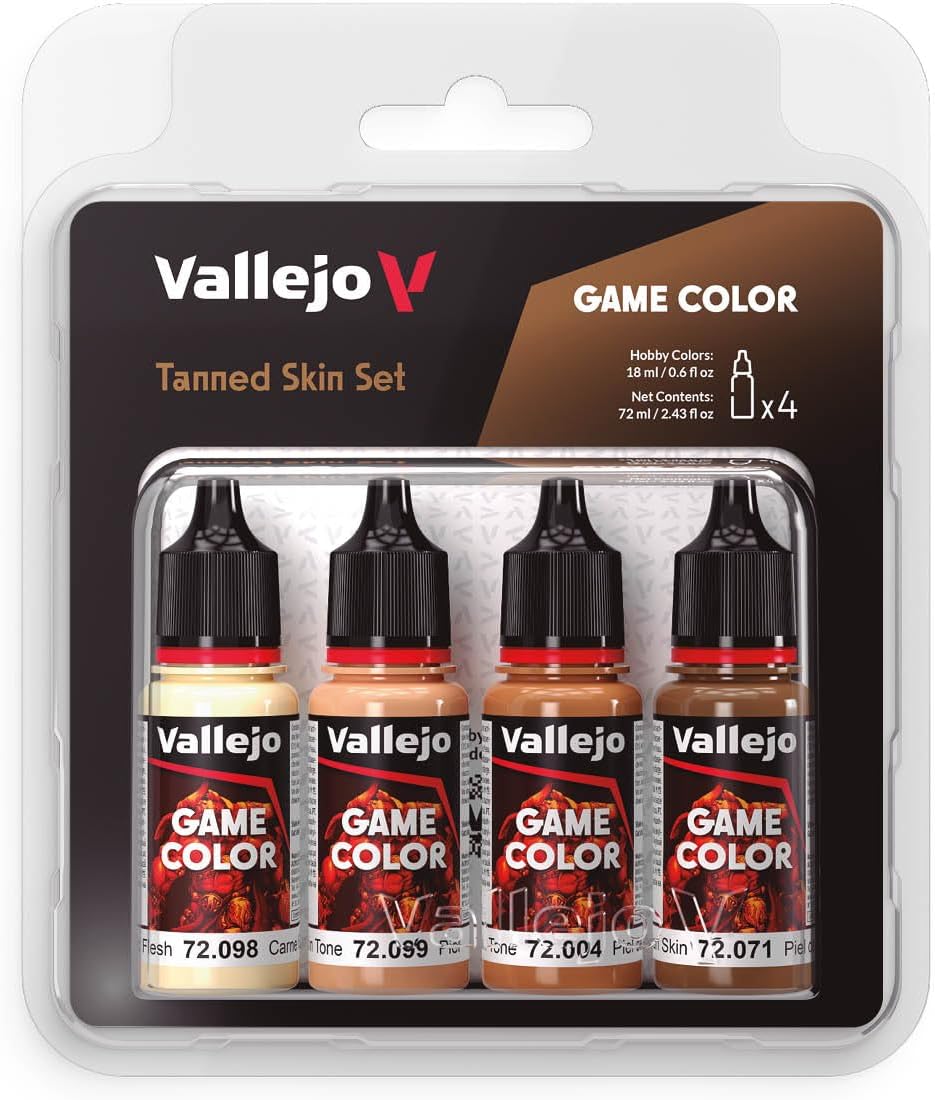 Vallejo, Game Color, 4 Bottles x 0.6 fl.oz. - Tanned Skin Color Set