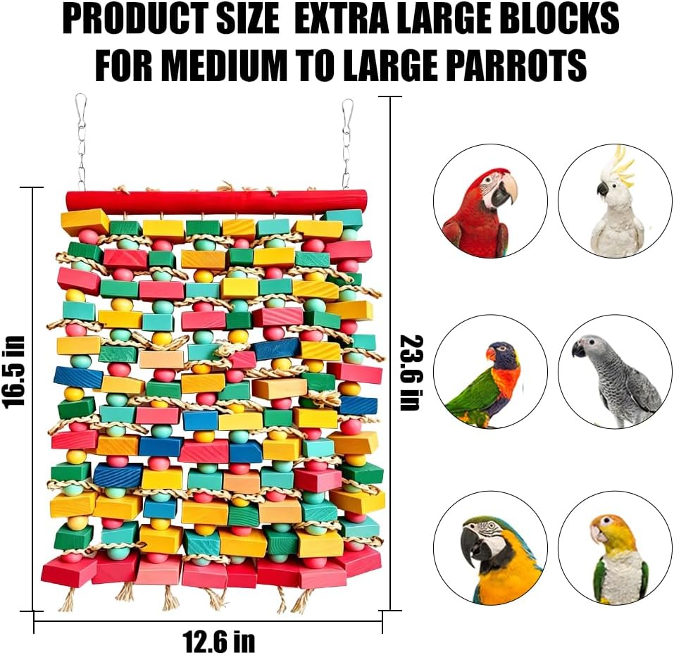 Extra Large Bird Toys for Macaws - COLORFUL - image 2