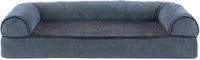 Furhaven Cooling Gel Dog Bed for Medium/Small Dogs w/ Removable Bolsters & Washable Cover, For Dogs Up to 35 lbs - Sherpa & Chenille Sofa - Orion Blue, Medium