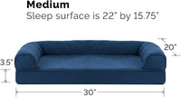 Furhaven Orthopedic Dog Bed for Medium/Small Dogs w/ Removable Bolsters & Washable Cover, For Dogs Up to 35 lbs - Quilted Sofa - Navy (Blue), Medium