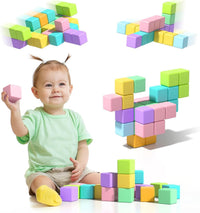 Large Magnetic Blocks,56PCS 1.34in 3D Building Cubes for Kids Ages 3+ – Fun for Kids & Family - Pastel-56PCS（1.34in）
