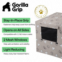 GORILLA GRIP Dog Enclosure Crate Cover Kennel Cage Topper 42in - Taupe Dogs / 42" X 28" X 30" - image 2
