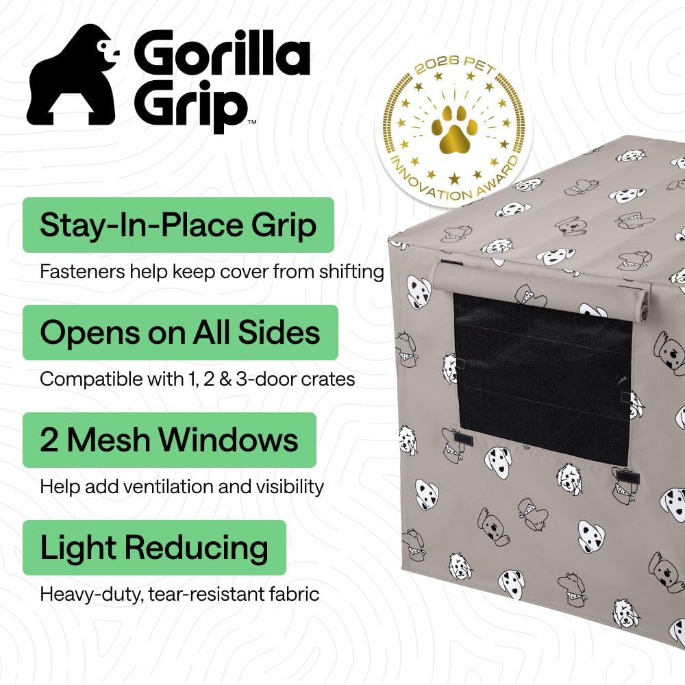 GORILLA GRIP Dog Enclosure Crate Cover Kennel Cage Topper 42in - Taupe Dogs / 42" X 28" X 30" - image 2