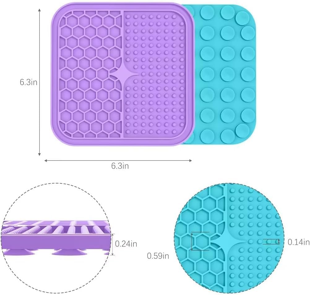 MateeyLife Lick Mat for Dogs & Cats - Purple&Cyan / 6"x6" - image 4