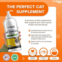 Liquid Health Pets Wild Caught Omega 3 Fish Oil for Cats - Liquid Omega 3 Supplement for Cats with EPA+DPA+DHA - Reduce Itching, Support Joint, Immunity, Brain, Heart Health - Made in The USA (8 oz)