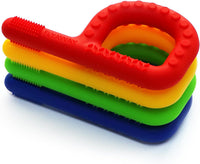 Teething Toys for Baby 3-6-12 Months 4 Pack P Shape - Red/Yellow/Green/Dark Blue