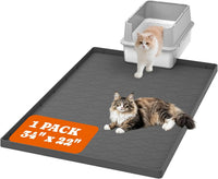 2 Pack Silicone Cat Litter Mat 34 x 22 in, Easy to Clean - Gray / 1 Pack