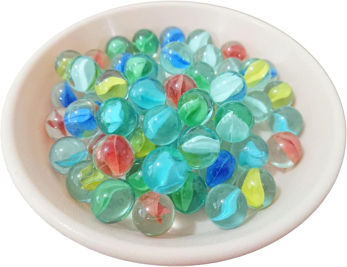 MANSHU 60 Pieces Glass Marbles for Marble Games, 6 Colors. - image 3