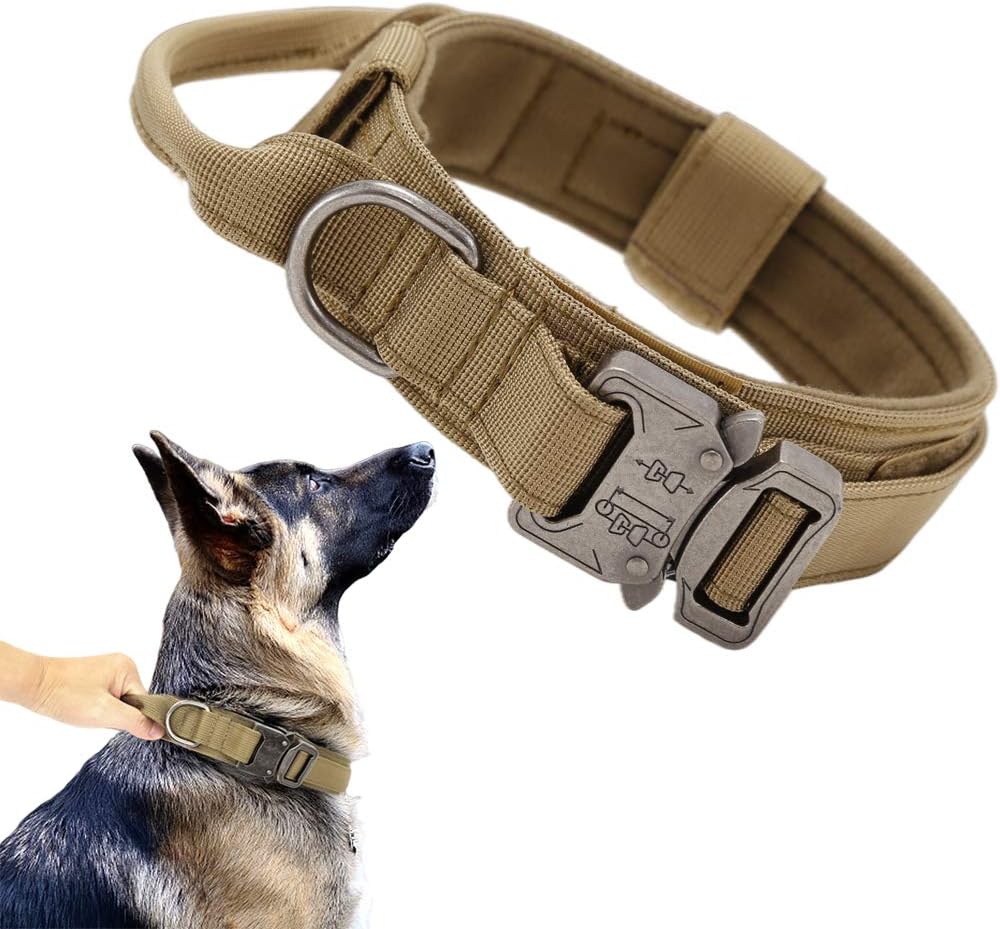 Tactical Dog Collar Adjustable Military Nylon Dog Collar with Control - Large (Pack of 1) / Brown