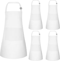 5 Pack Kids Apron Adjustable Children Apron with 2 Pockets Children - White / 5