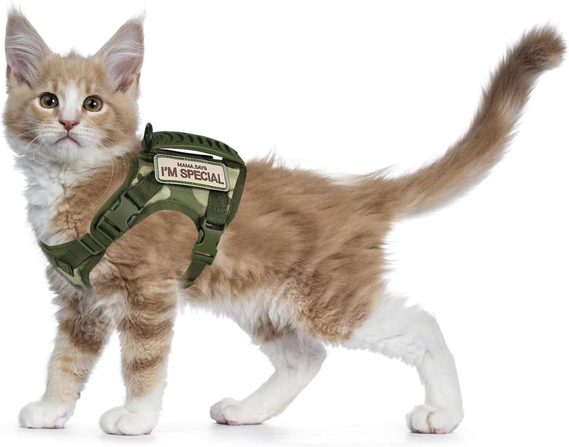 Tactical Cat Harness for Walking Escape Proof - Large / green-camo