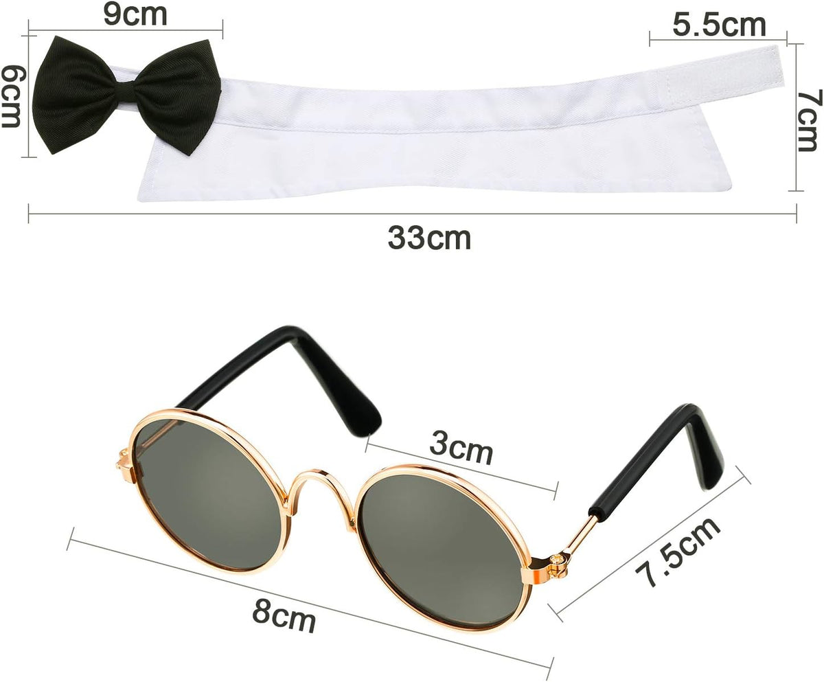 Syhood 2 Pcs Cat Halloween Bow Tie Sunglasses Set for Dogs Small Cats - image 2