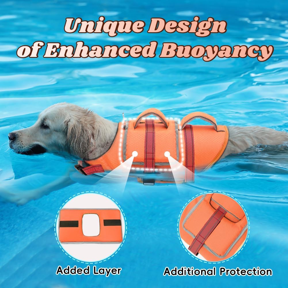 EMUST Dog Life Vest for Swimming - Large / New Orange - image 2