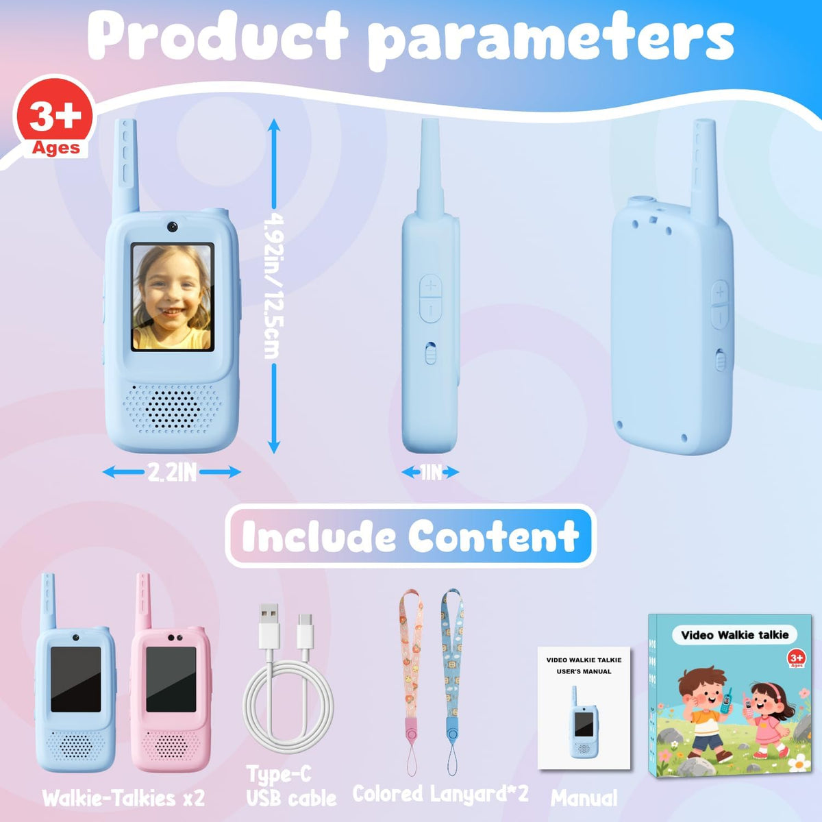 Video Walkie Talkies for Kids - Blue/Pink - image 3