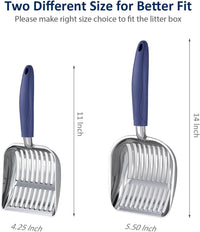 Cat Litter Scoop, Aluminum Alloy Sifter, Kitty Metal Scooper - Large / POLISHED Aluminum \ #01 Blue Handle - image 4