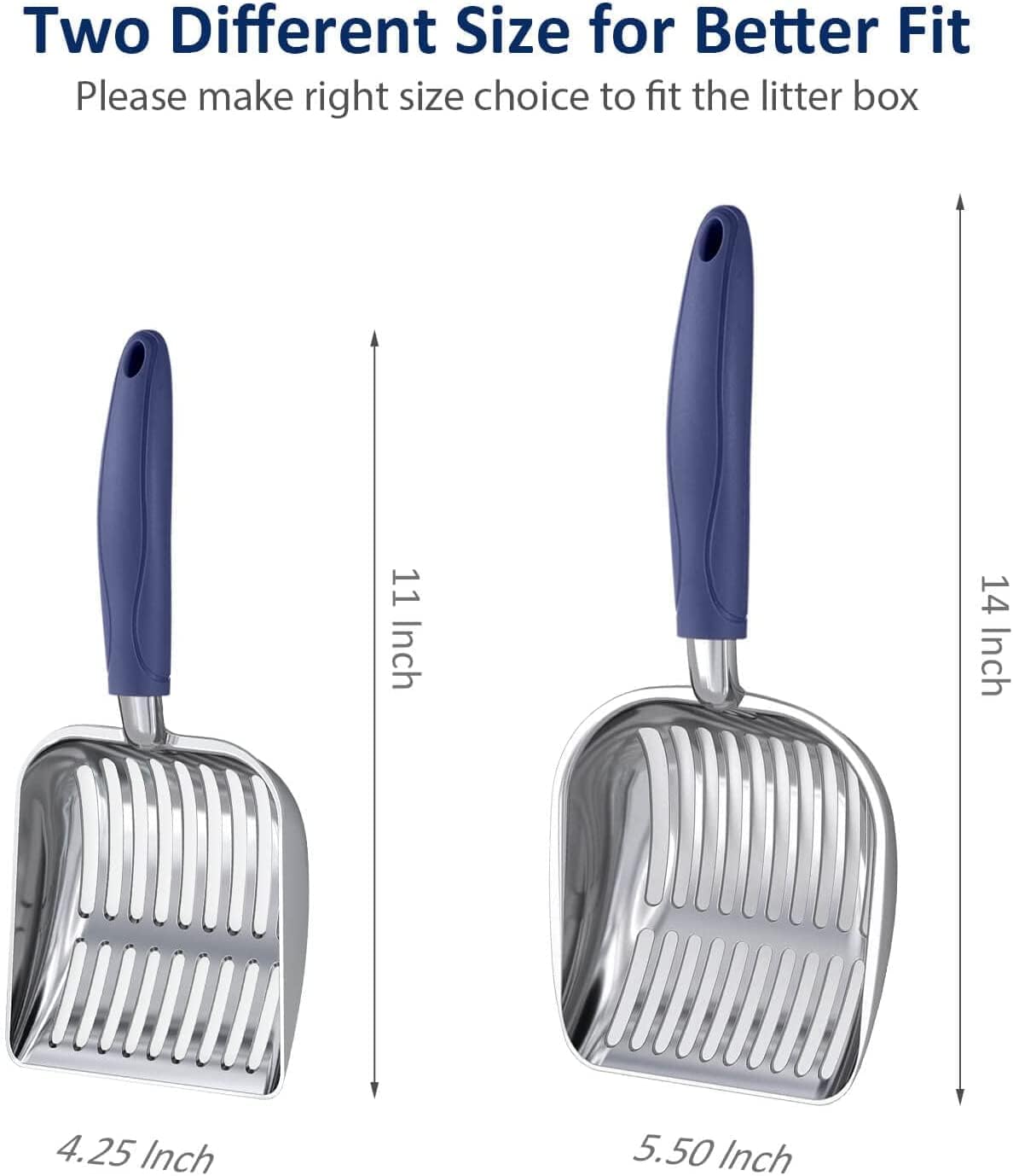 Cat Litter Scoop, Aluminum Alloy Sifter, Kitty Metal Scooper - Large / POLISHED Aluminum \ #01 Blue Handle - image 4