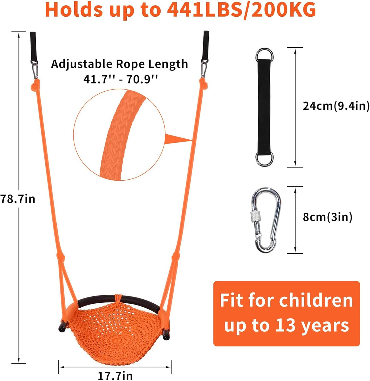 Hi-Na Tree Swing for Kids - Orange - image 2