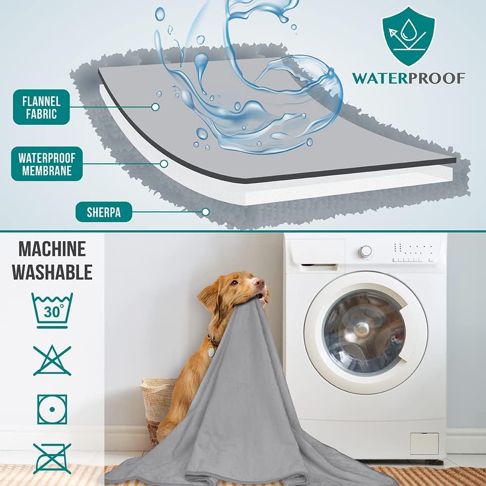 PetAmi Waterproof Dog Blanket Puppy Couch Bed Cover Queen 90x90 - Light Gray / Large (40x60) - image 3