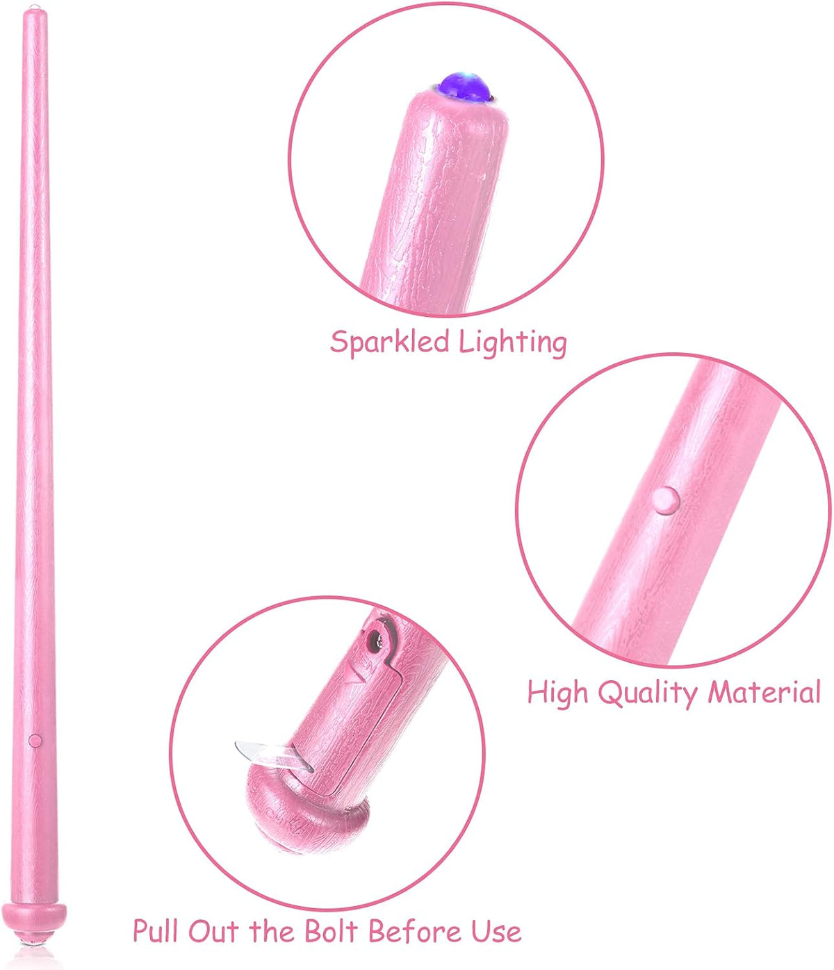 Gejoy 2 Pcs Magic Wand for Kid Light up with Sound - Pink - image 3