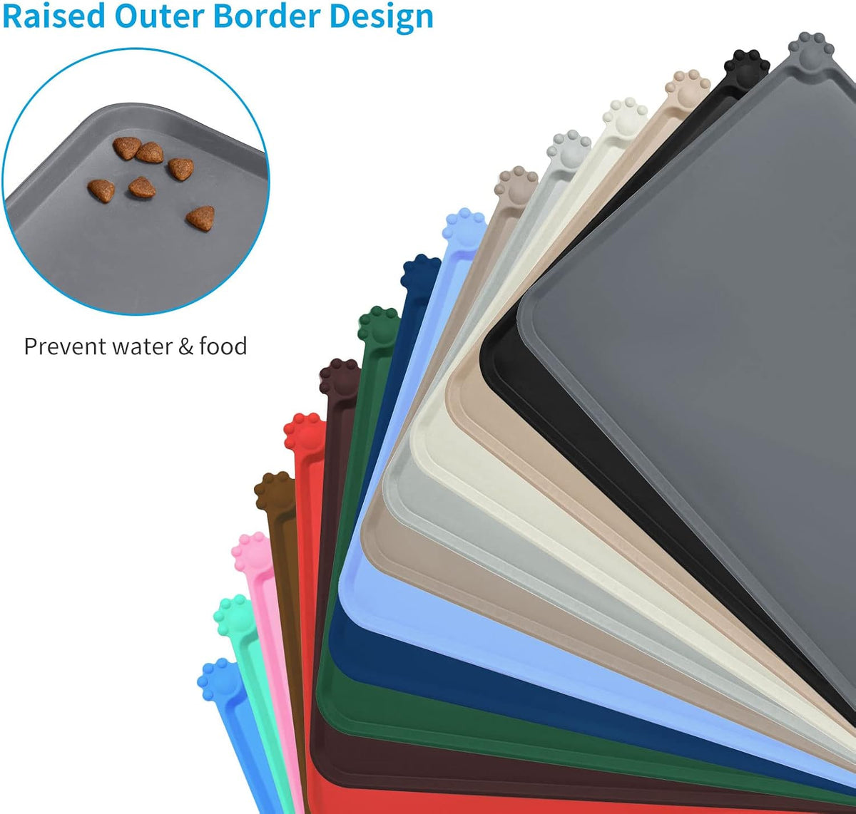 AUDWUD Waterproof Silicone Pet Feeding Mats - Grey / 34"L x 23"W - image 3