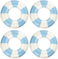 Rugwioyu pool tubes for kids, two round blue and white inflatable swim rings - view 4