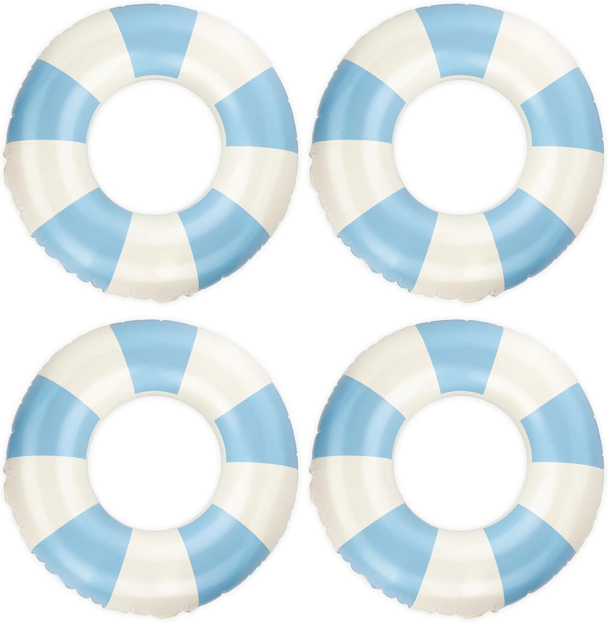 Rugwioyu pool tubes for kids, two round blue and white inflatable swim rings - view 4