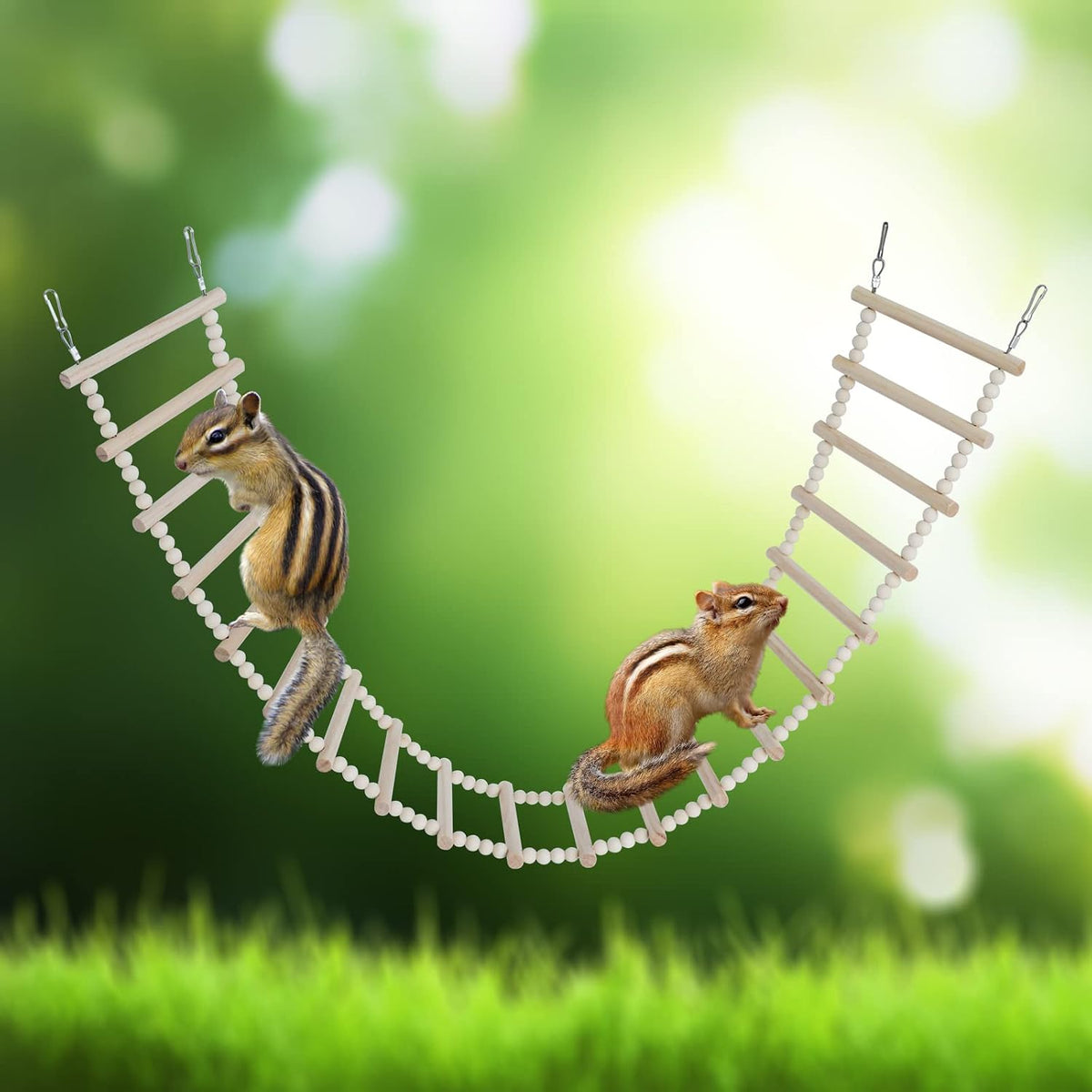 Bird Ladder Bridge, Wooden Pet Hamster Climbing & Swing Toys - 20 Steps - 44.5 × 5.9 Inch - image 2