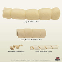 Redbarn Pet Products All-Natural Beef Cheek Rolls for Dogs, Grain-Free Cow Cheeks, Naturally Rich in Collagen, Available in Chicken & Carrot Glaze or Uncoated (Original, Small/Medium (Pack of 25))