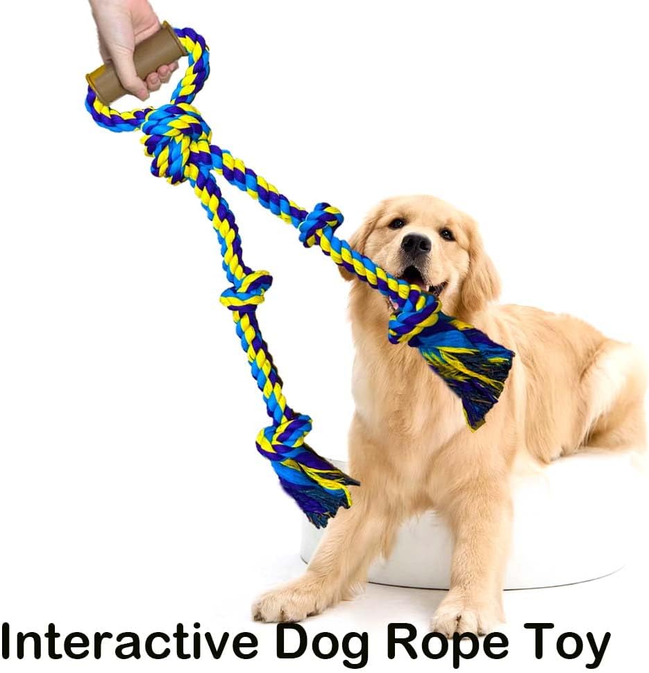 Extra Large Dog Rope Toys for Aggressive Chewers, Tug of War - yellowpurple - image 4