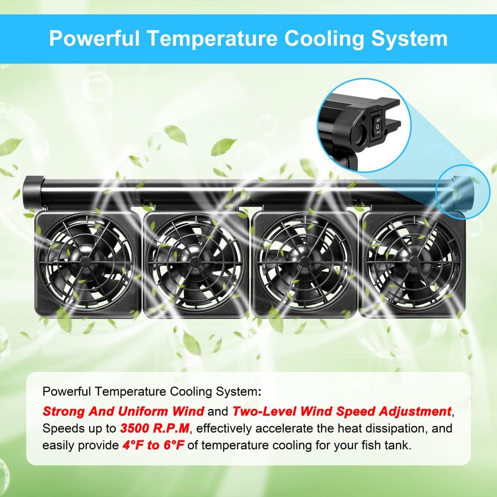 DaToo 3 Fans Aquarium Chiller Fish Tank Fan Aquarium Cooling Fan - 4 Fans - image 3