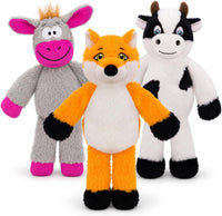 2-in-1 No-Stuffing Hedgehog Dog Toys 3 PCS - Cow&Fox&Donkey