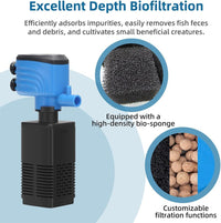 DaToo Aquarium Filter 5-15 Gallon Fish Tank Filter 120GPH Powerful - 4W 120GPH For 5-15 Gallon - image 3