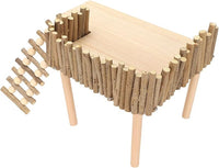 Diydeg Hamster Wooden, 2 Layer Small Hamster Stand Playground with Ladder, Hamster Climbing Toy Cage Accessories for Squirrel Gerbil Chinchilla Parrot Bird Small Animals
