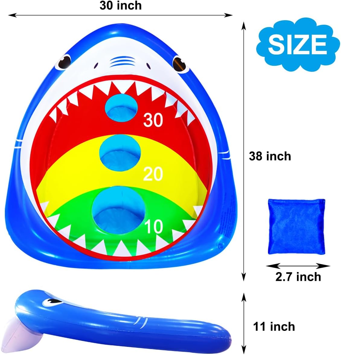 JOINBO inflatable shark pool cornhole board floating with 3 bean bags - view 20