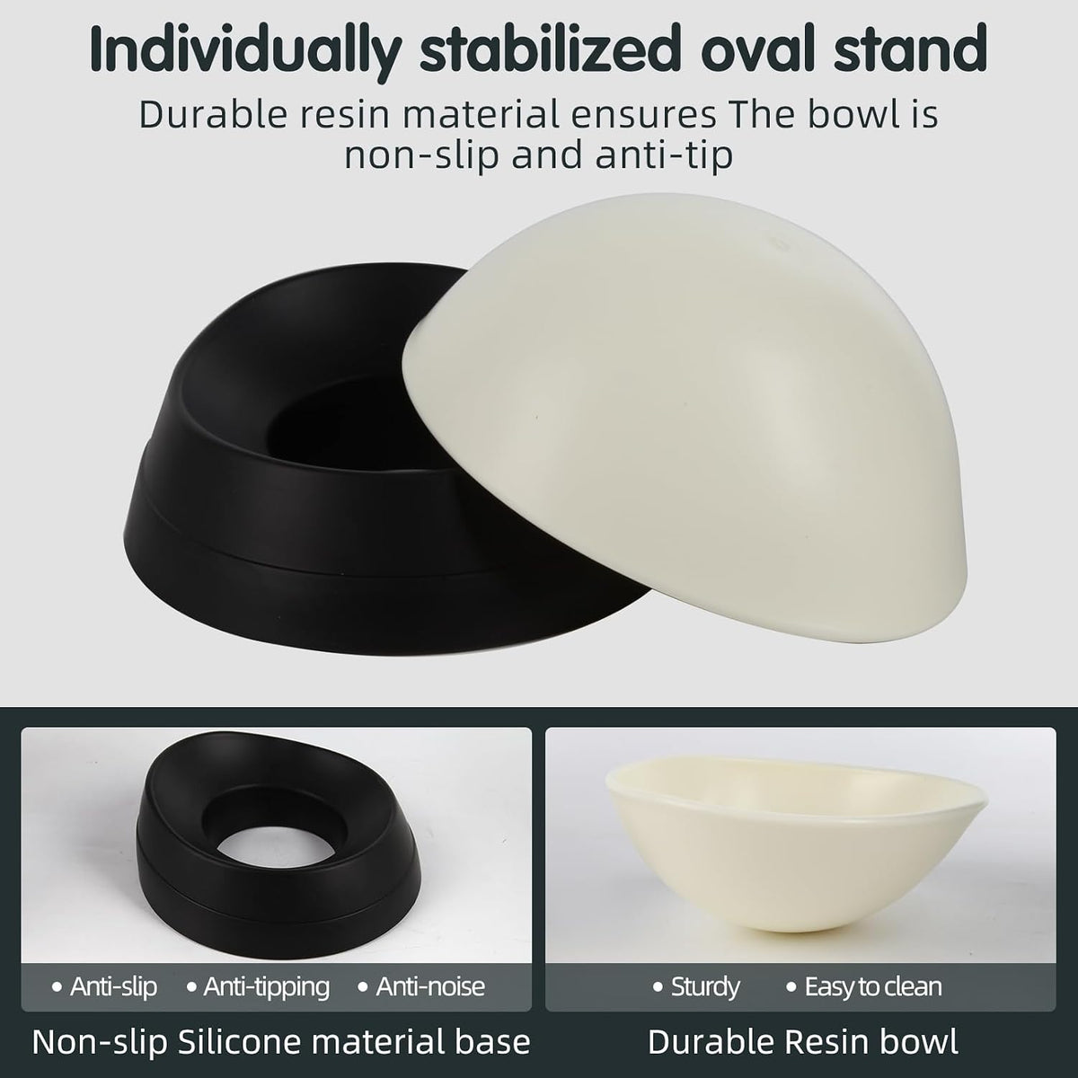Bulldog Bowl Anti-Slip Dog Cat Dish Detachable Rubber Dog Bowl Pet - Black / 3.5 Cup ( Medium/Large Dog ) - image 4