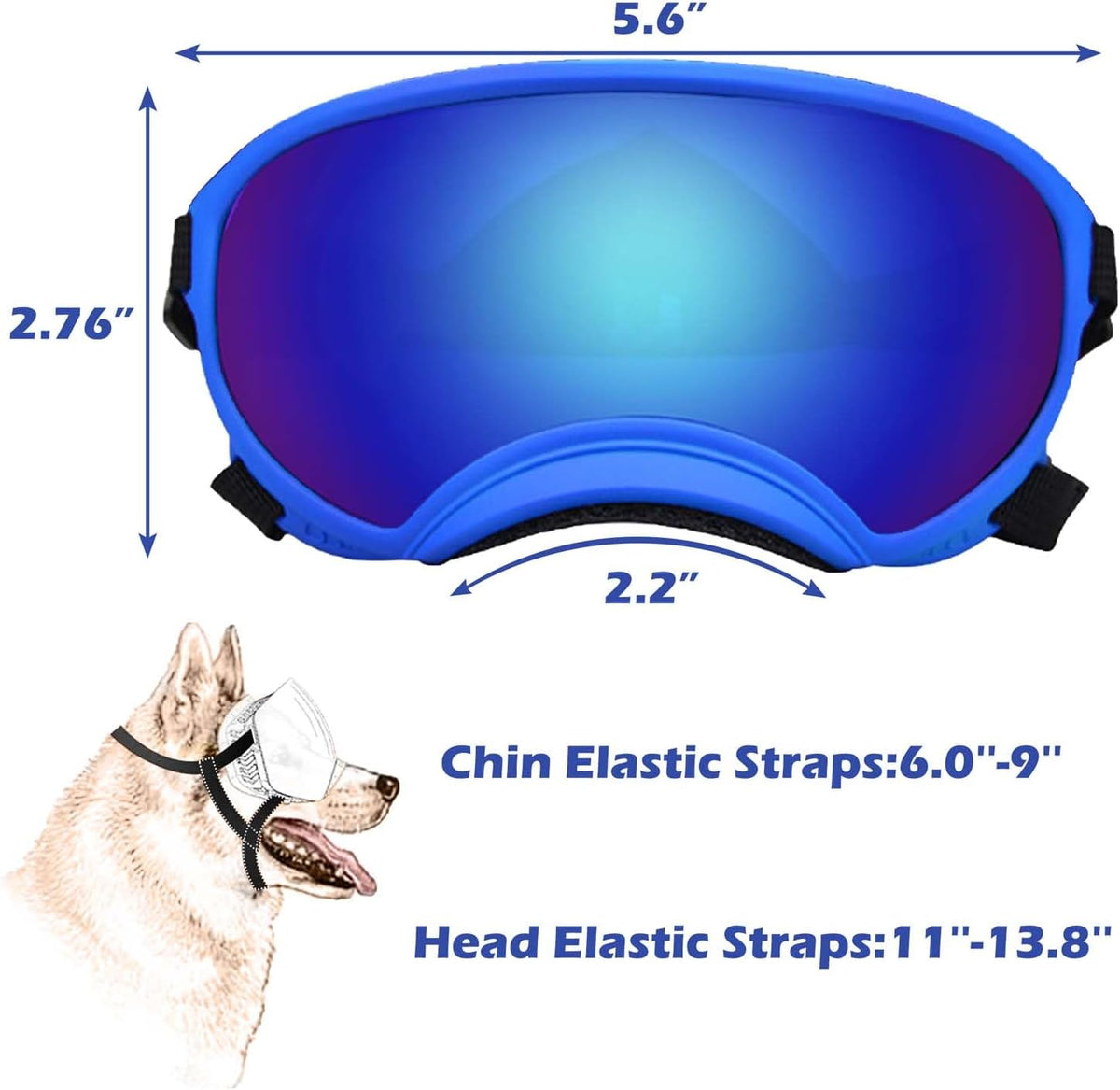Medium Dog Sunglasses with Adjustable Strap UV Protection - Medium size-Blue frame blue lenses - image 3