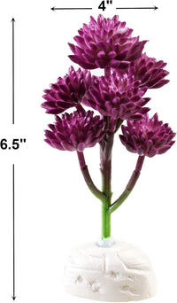 AQUANEAT Terrarium Plant, Fake Reptile Plant for Amphibian Habitat, 6.5 inch Tall Purple