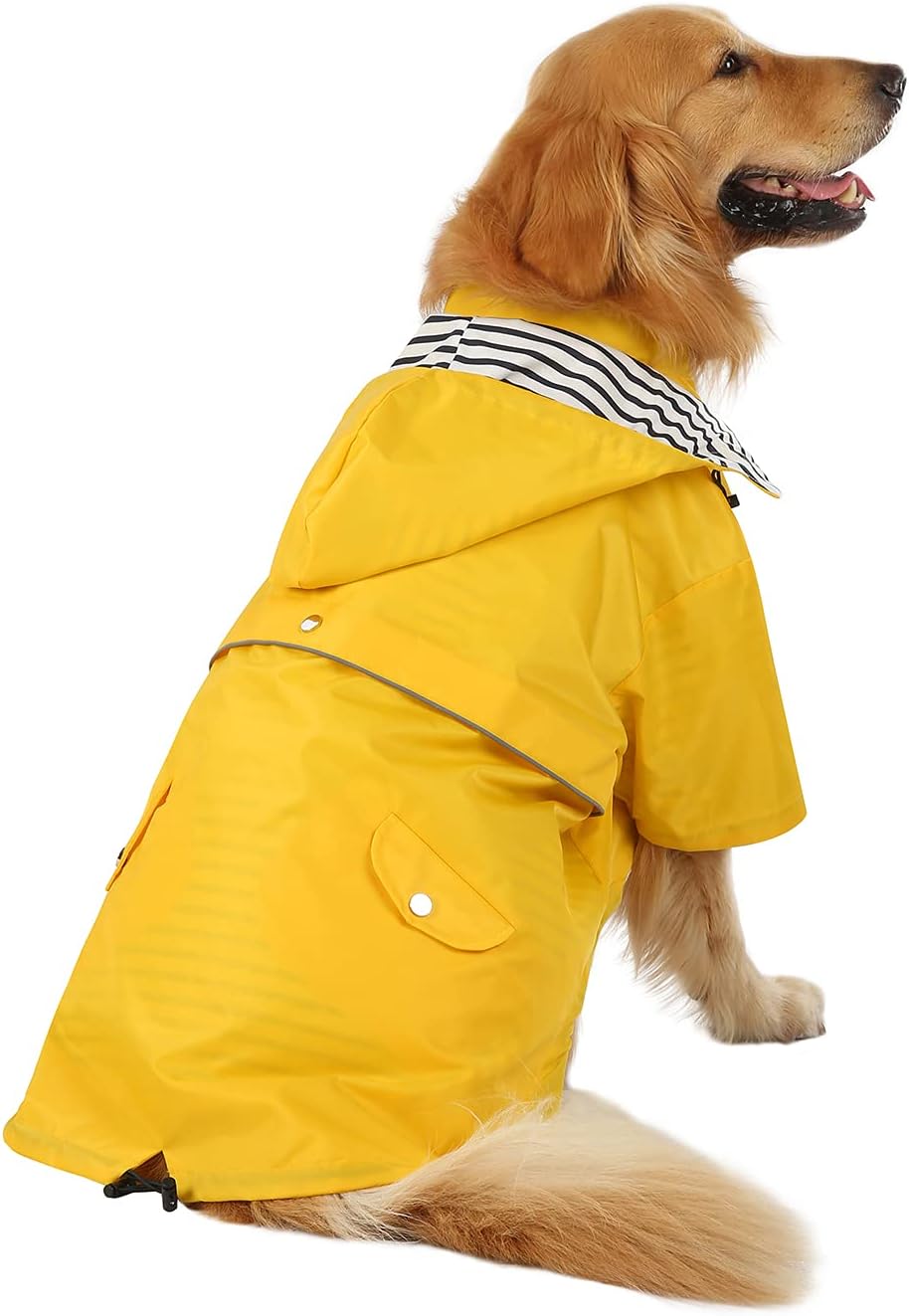 HDE Premium 2-Layer Zip Dog Raincoat Poncho w/Leash Hole & Hood - X-Large / Yellow - image 3
