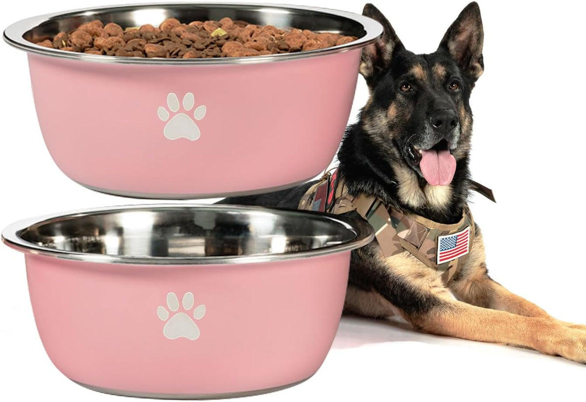 Large Dog Water Bowl 2 Pack, Aqua - Pink - 2 Pack / 1.3 Gallons - XL (100lb + breed)