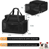 Airline Approved Pet Carrier for Cats and Small Dogs - black / 23.0"L x 12.0"W x 12.5"H - image 2