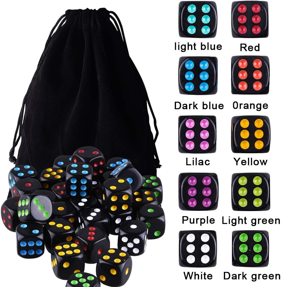 AUSTOR 100 Pcs 6 Sided Game Dice Set - 100 Pieces Round D - image 3