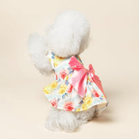 PUPTECK Classic Beige Plaid Dog Dress with Bow Puppy Skirt Clothes M – Essentials for Dogs - Pink(Floral) / Medium - image 4