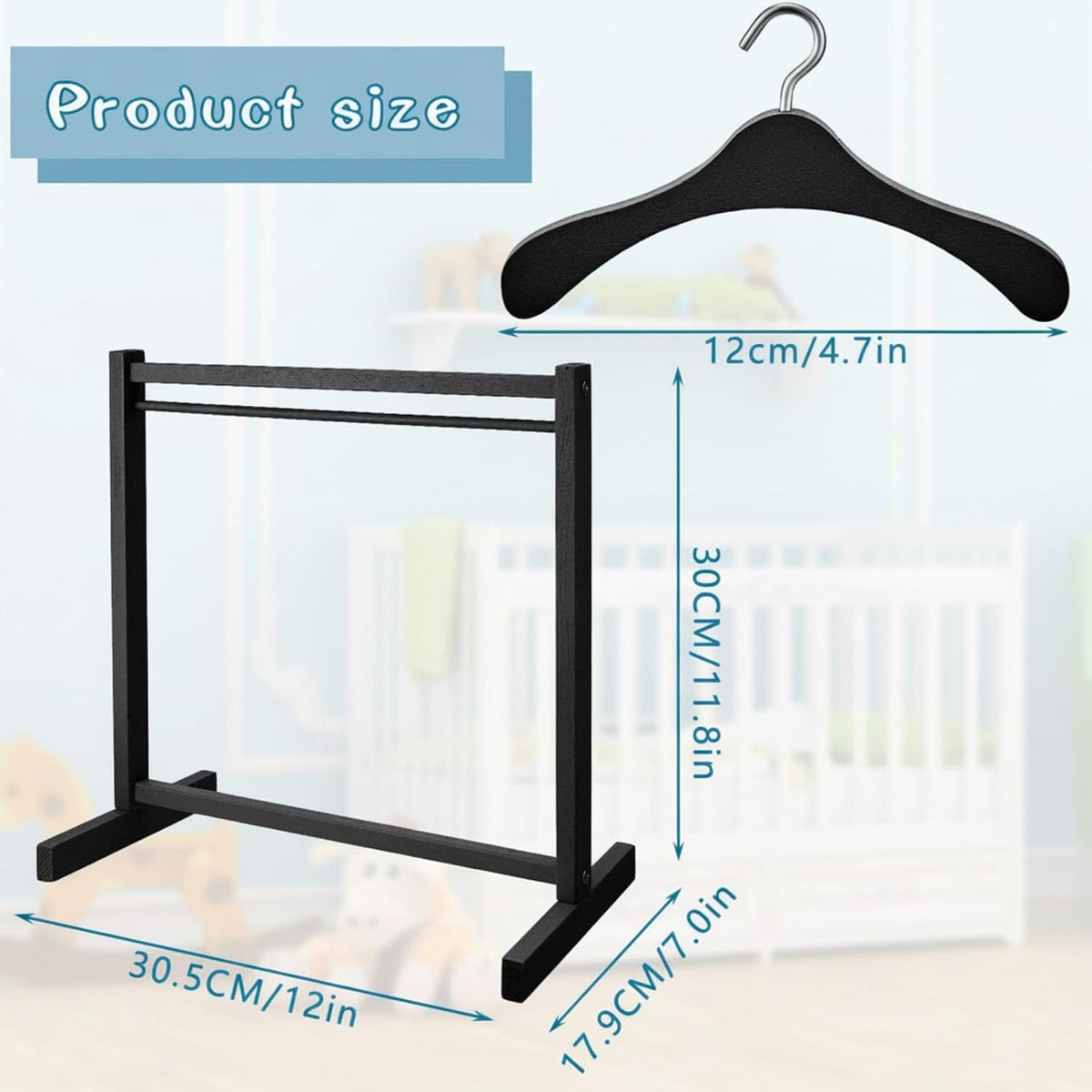 1 Set Doll Garment Rack with 10 Pcs Hangers Clothes Organizer - Black / 11 - image 2