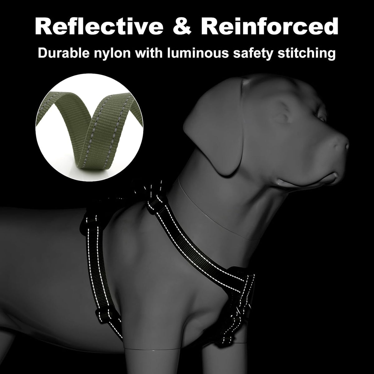 Plutus Pet No Pull Dog Harness with Leather Accents - S / Ranger Green - image 4