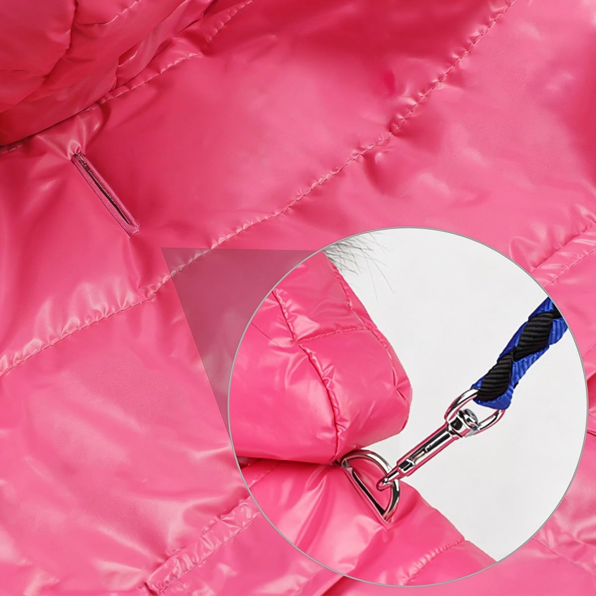 Dog Coat for Small Dogs, Windproof Doggie Puffer Jacket with Leash Hole, Extra Warm Dog Jacket - X-Large / Pink - image 2